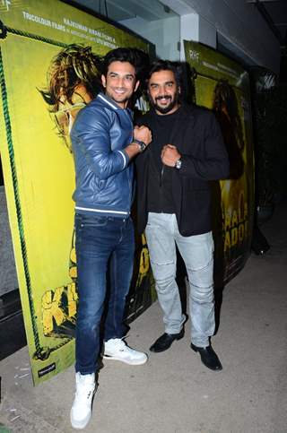 Sushant Singh Rajput and R. Madhavan at Special Screening of 'Saala Khadoos'