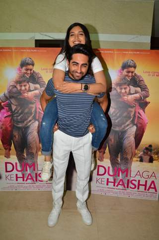 Ayushmann Khurrana & Bhumi Pednekar at Media Interactions with Dum Laga Ke Haisha Team