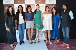 Anita Dongre and Evelyn Sharma at Auditions of Lakme Fashion weak 2016