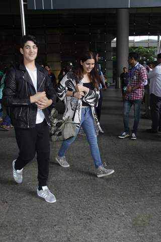 Aarav with his sister snapped at airport