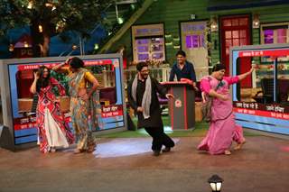 Arshad, Kiku and Maria on the sets of Kapil Sharma