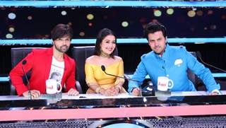 Judges Himesh Reshammiya and Neha Kakkar Javed Ali on Zee TV's 'Sa Re Ga Ma' Lil Champs'