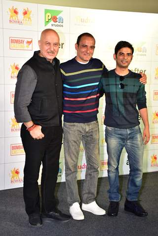 Anupam Kher and Akshaye Khanna with the director at The Accidental Prime Minister trailer launch