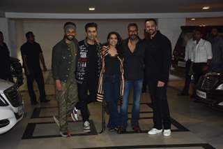 Ranveer Singh, Karan Johar, Kajol, Rohit Shetty and Ajay Devgn at Simmba success bash