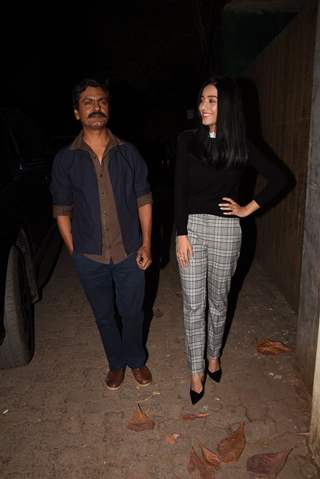 Nawazuddin Siddiqui and Amrita Rao spotted at Thackeray movie screening