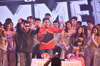 Shiamak Davar, Abhishek Bachchan and Aishwarya Rai Bachchan snapped at an event