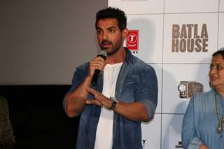 John Abraham was snapped at the trailer launch of Batla House