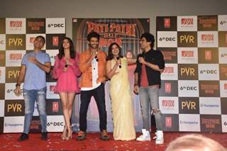 Mudassar Aziz, Ananya Panday, Kartik Aaryan, Bhumi Pednekar, Juno Chopra at the trailer launch of Pati Patni Aur Woh