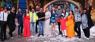 The cast of Pagalpanti on the sets of The Kapil Sharma Show
