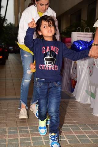 Riaan Deshmukh papped at Sachiin Joshi and Urvashi Sharma's son Sivansh's birthday