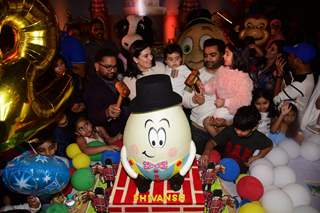 Sachiin Joshi and Urvashi Sharma's papped with their little munchkin Sivansh during his birthday party