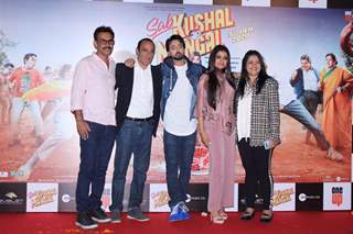 Priyaank Sharma, Riva Kishan and Akshaye Khanna papped at the trailer launch of Sab Kushal Mangal