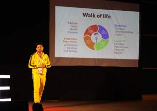 Swapnil Joshi during his TEDxMitaoge Talk on  the 'Gift of Walking'