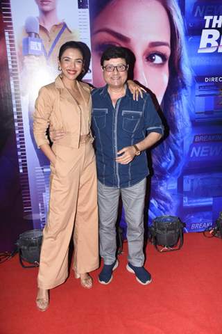 Shriya Pilgaonkar poses with Sachin Pilgaonkar spotted at the screening of The Broken News