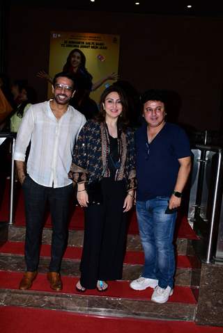 Anup Soni and wife Juhi Babbar poses with Ali Asgar spotted at screening of Janhit Mein Jaari in the city 