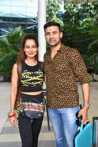 Payal Rohatgi And Sangram Singh spotted at the Mumbai airport after marriage