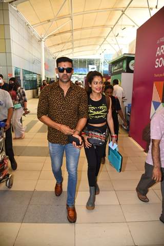Payal Rohatgi And Sangram Singh spotted at the Mumbai airport after marriage