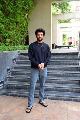 Vijay Deverakonda snapped promoting his upcoming film Liger 