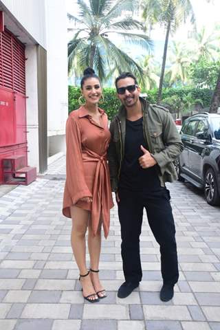 Harshvardhan Rane and  Sonia Rathee spotted promoting their upcoming film Tara Vs Bilal at T-Series office in Mumbai 