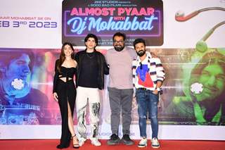 Alaya F, Anurag Kashyap and Karan Mehta snapped the trailer launch of Almost Pyaar With DJ Mohabbat