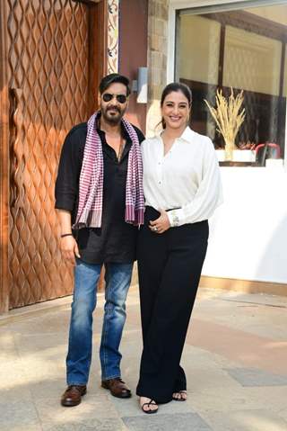 Ajay Devgn and Tabu snapped promoting their upcoming film Bholaa at Sun and Sand hotel in Juhu 