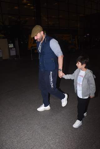 Saif Ali Khan and Taimur Ali Khan snapped at the Mumbai airport 