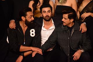 Bobby Deol, Ranbir Kapoor and Anil Kapoor at Animal movie screening