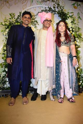 Aamir Khan, Ira Khan and Nupur Shikhare spotted in Ira Khan and Nupur Shirkhe wedding ceremony