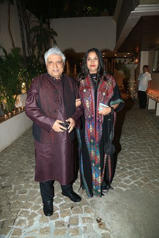 Shabana Azmi and Javed Akhtar was clicked at the birthday bash of Javed Akhtar 