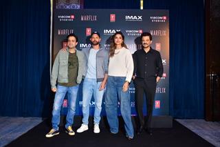 Anil Kapoor, Hrithik Roshan, Siddharth Anand and Deepika Padukone snapped promoting upcoming film Fighter