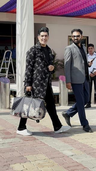 Manish Malhotra snapped at the Jamnagar airport for Anant Ambani and Radhika Merchant pre-wedding function