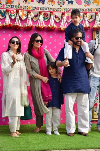 Saif Ali Khan, Kareena Kapoor, Taimur Ali Khan and Jeh Ali Khan  spotted at the Jamnagar airport