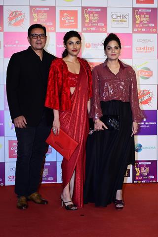 Atul Agnihotri, Alvira Khan Agnihotri and Alizeh Agnihotri snapped at at Zee Cine Awards 2024