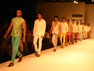 Models on the ramp for Designer Aslam Khan at India Mens Week at New Delhi