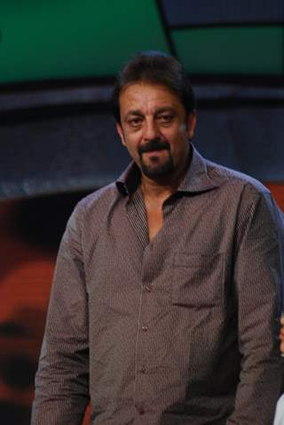 Bollywood actor Sanjay Dutt on the sets of Sa Re Ga Ma Pa L''il Champs on Zee at Famous, in Mumbai