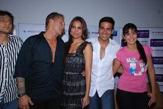 Lara Dutta, Akshay Kumar and Katrina Kaif on promotional event of their film ''Blue'' in Mumbai