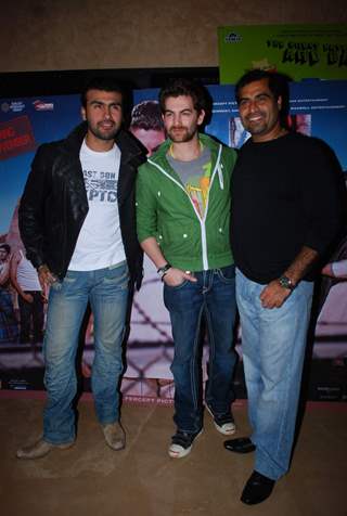 Bollywood actor Neil Nitin Mukesh with friends at the special screening of his new film &quot;Jail&quot;