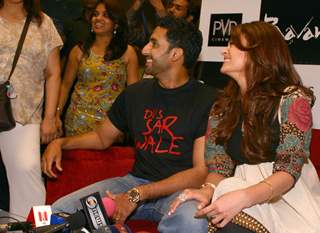 Abhishek Bachchan and Aishwarya Rai Bachchan while promoting their film &quot;Raavan&quot; in Ambience Mall, Gurgaon Sunday