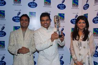 Rakesh Maini, Sree Ram and Bhoomi at Indian Idol 5 grand finale at Filmistan