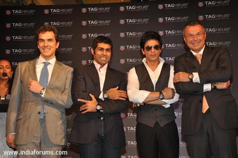 Jean Christophe Babin Karun Chandhok Shahrukh Khan at Tag Heuer