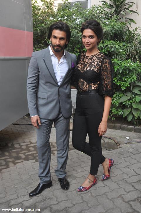 Deepika Padukone and Ranveer Singh at Mehboob Studio for Ram Leela Movie Promotions