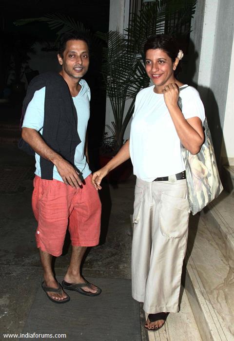 Sujoy Ghosh and Zoya Akhtar pose for the media at the Special Screening of Ben Affleck's Gone Girl