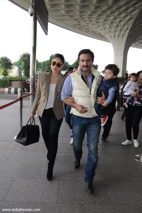 Kareena, Saif with Taimur leave for Delhi