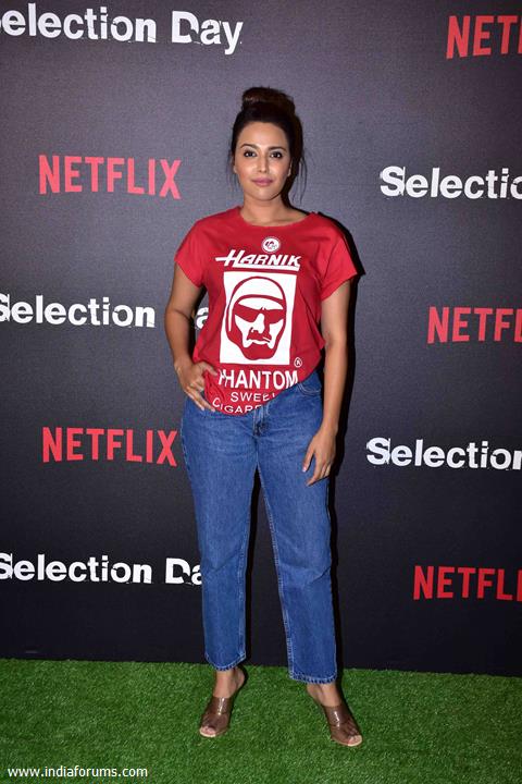 Swara Bhaskar snapped at  Netflix's screening of Selection Day