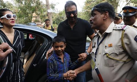 Ajay Devgn Kajol with Son Yug for Voting