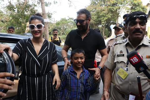 Ajay Devgn Kajol with Son Yug for Voting