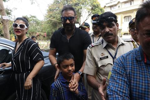 Ajay Devgn Kajol with Son Yug for Voting