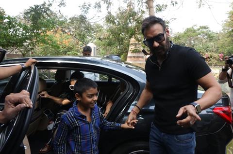 Ajay Devgn Kajol with Son Yug for Voting