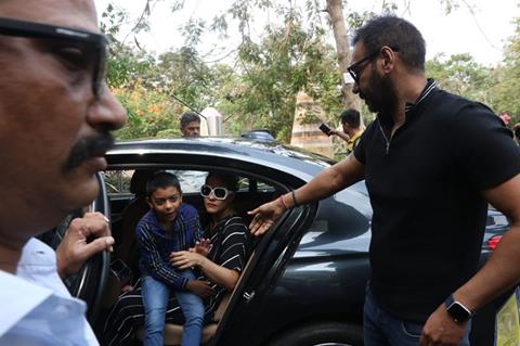 Ajay Devgn Kajol with Son Yug for Voting