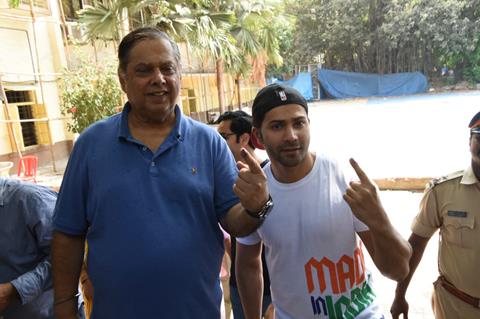 Varun Dhawan with David Dhawan to Vote